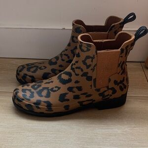 Hunter Leopard Print Ankle Boots